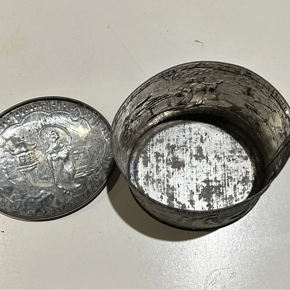 Antique Style Embossed Metal Container - Picture 5 of 5